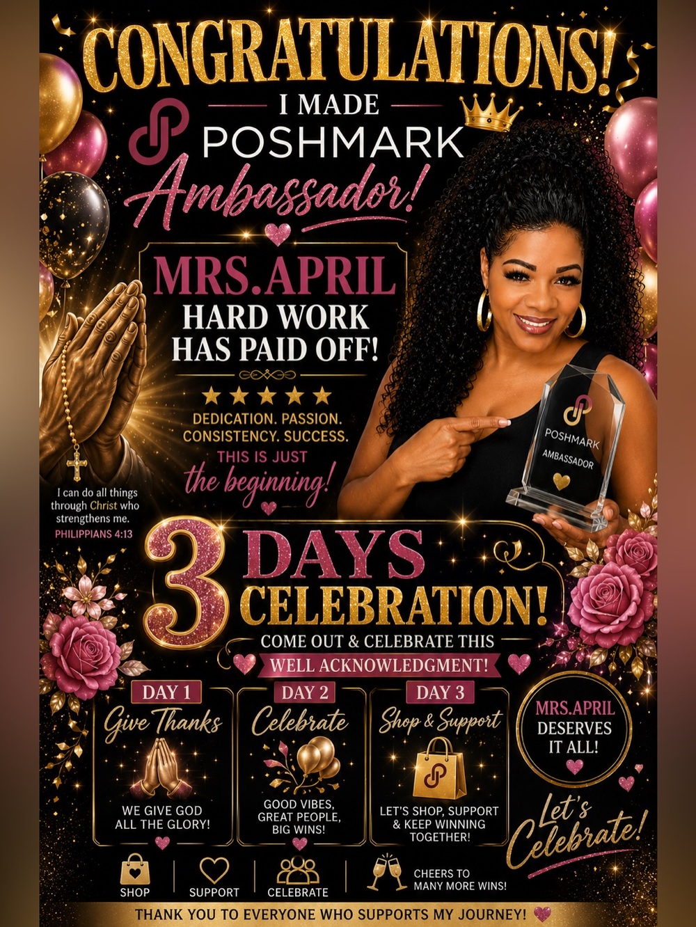 Ambassador Celebration Poster - Pink & Gold